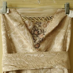 Tibi Ivory Brocade Party Evening Strapless Dress 4